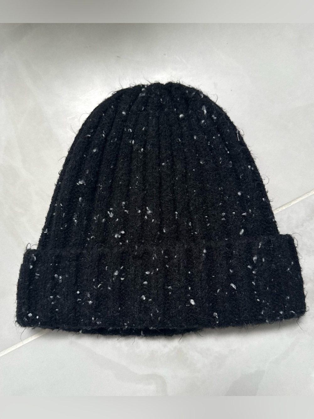 Topshop Black Flecked Ribbed Knit Beanie
